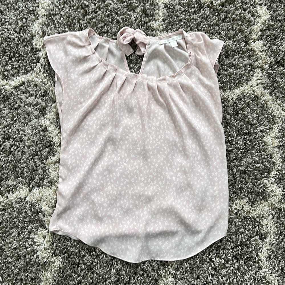 LC Lauren Conrad pleated neckline sheer top XS